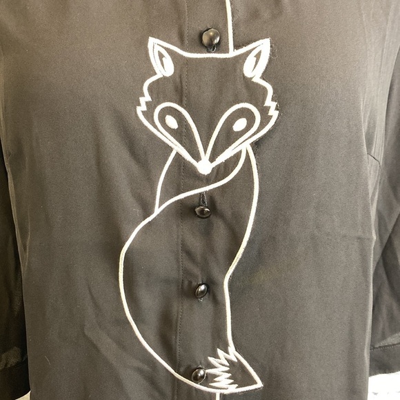 Modcloth/Royal Monk - Foxy As You Wanna Be Button-up Blouse XL Pin-up Goth Retro - Picture 5 of 16